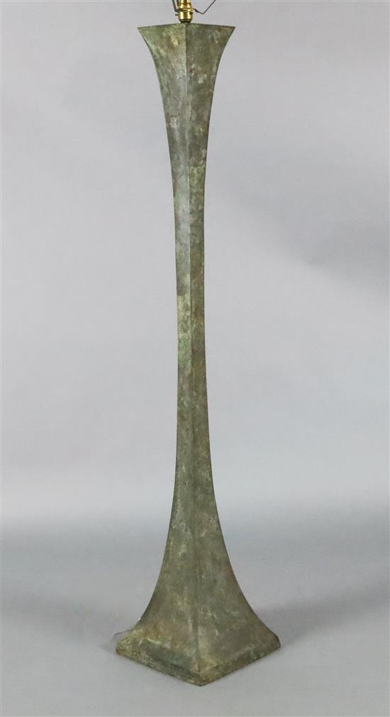 A verdigris bronze floor lamp, H.4ft 6in.